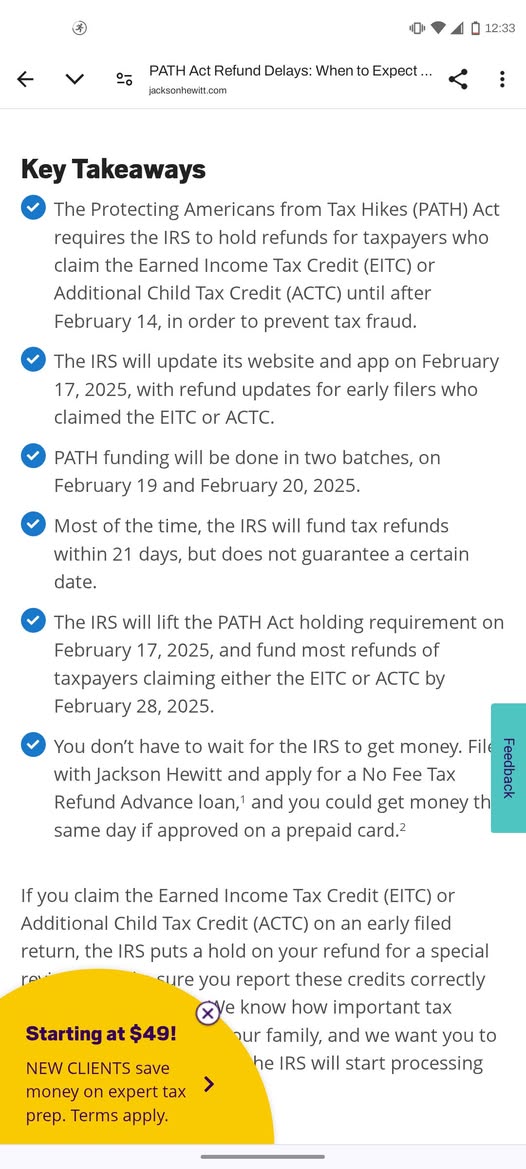 EITC/ACTC Refunds Release Schedule Feb 1920 Batches, IRS Updates Feb